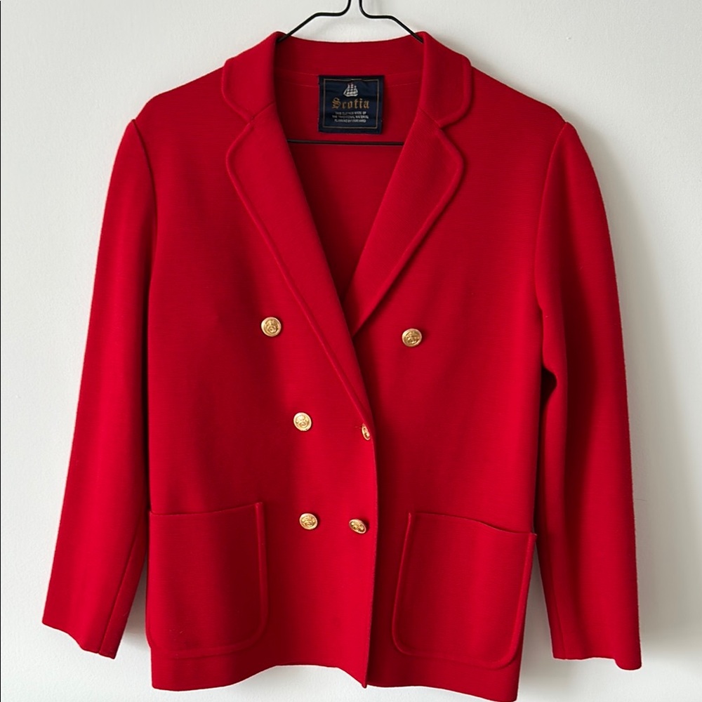 Vintage Red Blazer with Gold Buttons